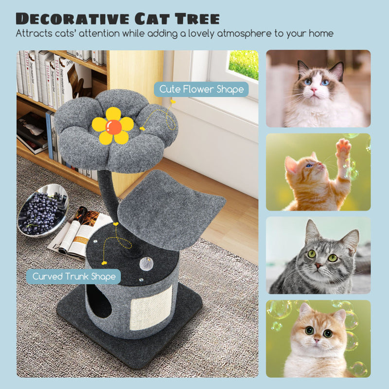 Cat Tree for Large and Small Cats with Curved Metal Supporting Frame