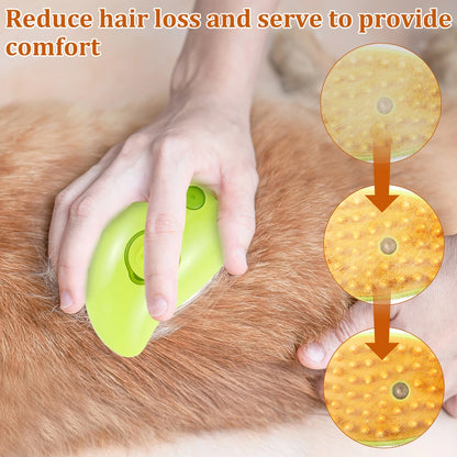 3 in 1 Steamy Cat Brush,Cat Steam Brush for Massage Removing Tangled Loose Hair,Self Cleaning Steam Cat Grooming Brush,Misting Spray Cat Brush for Shedding with Water Tank,Green